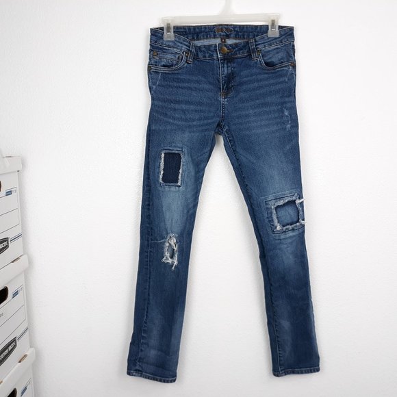 Kut from the Kloth Women's Skinny Jeans Size 2 Distressed Medium Wash Blue Denim - Picture 1 of 12